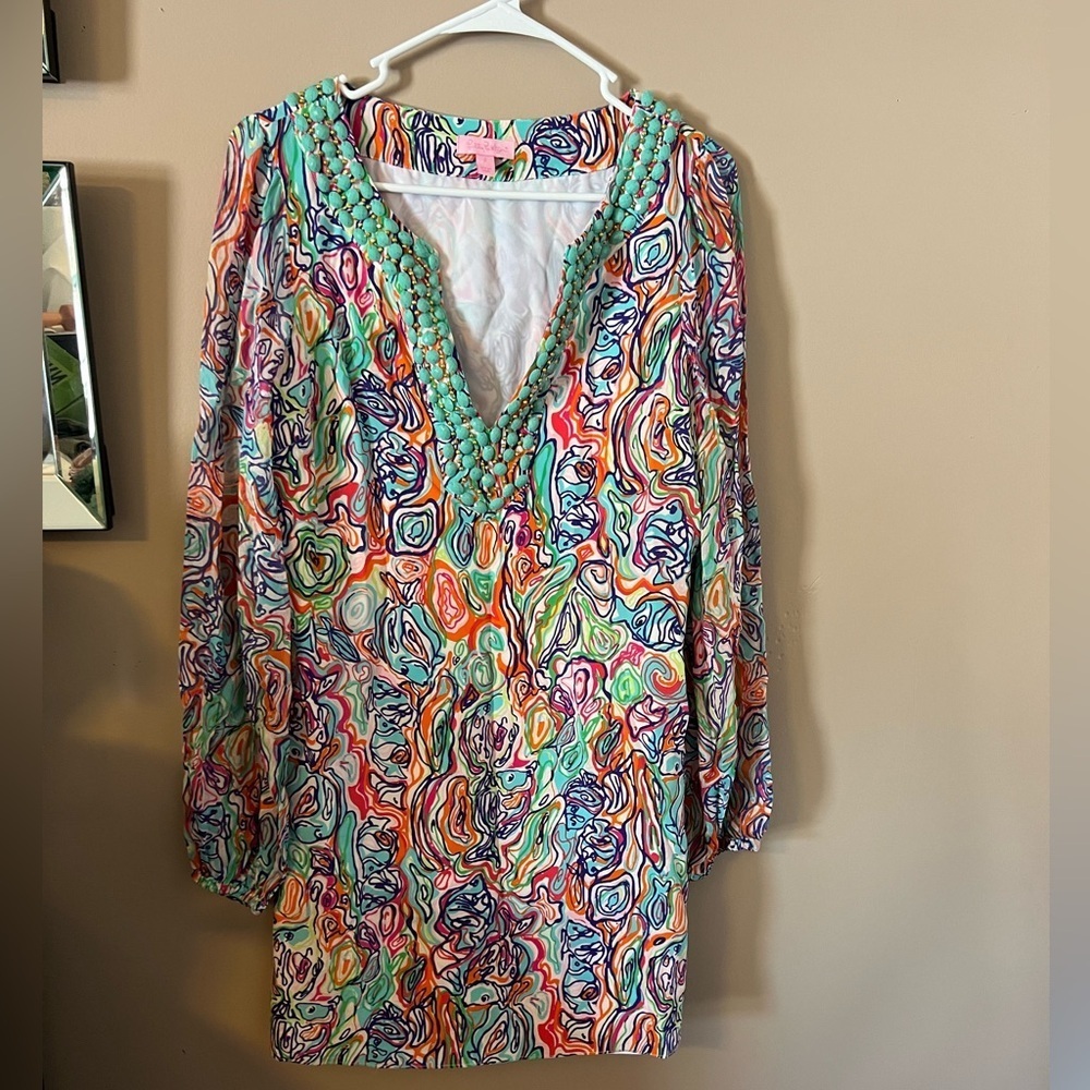 Lilly Pulitzer Seamus what a catch beaded dress size 6 belt missing - Picture 2 of 5